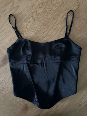 Meshki Black Satin Corset Tank Top